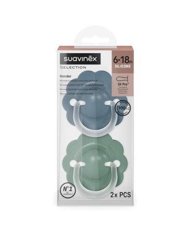 SUAVINEX FIZIOLOGINIS ČIULPAS X PRO WONDER, 6-18 MĖN., DEEP GREEN.BLUE, 2 VNT.