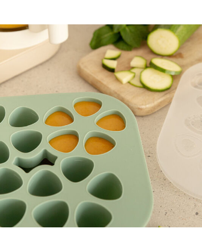 BEABA SILIKONINIS KŪDIKIO MAISTO KONTEINERIS MULTIPORTIONS (20X35 ML) SAGE GREEN