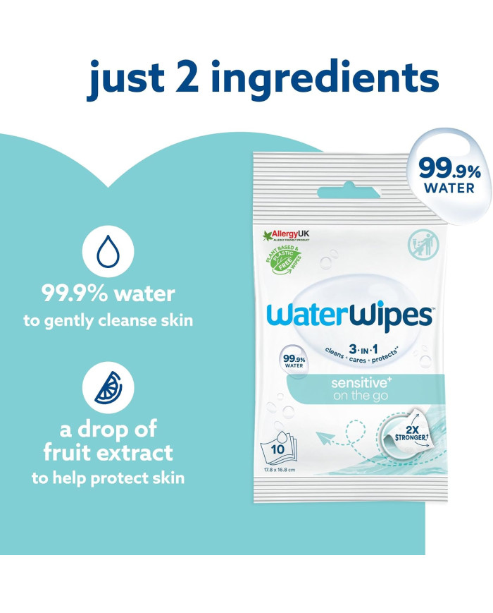WATERWIPES Sensitive+ drėgnos servetėlės, 100 vnt.