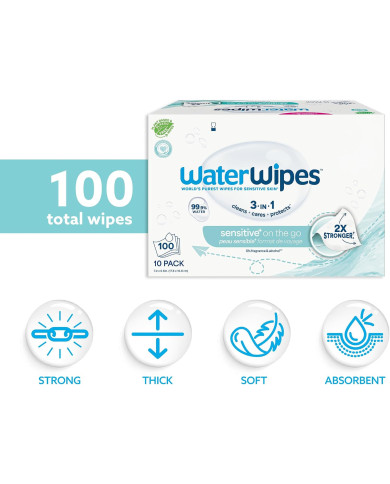 WATERWIPES Sensitive+ drėgnos servetėlės, 100 vnt.