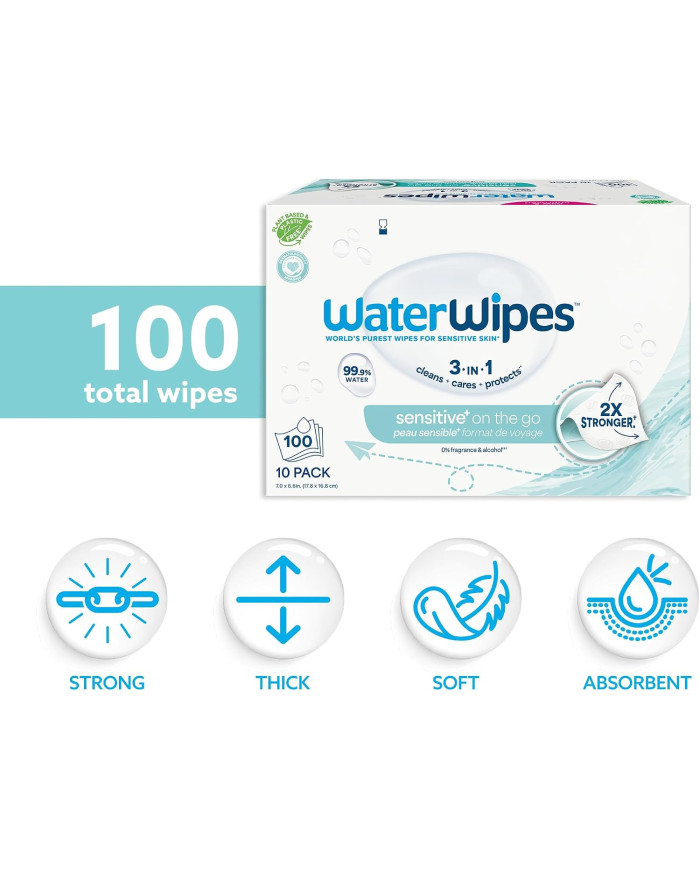 WATERWIPES Sensitive+ drėgnos servetėlės, 100 vnt.