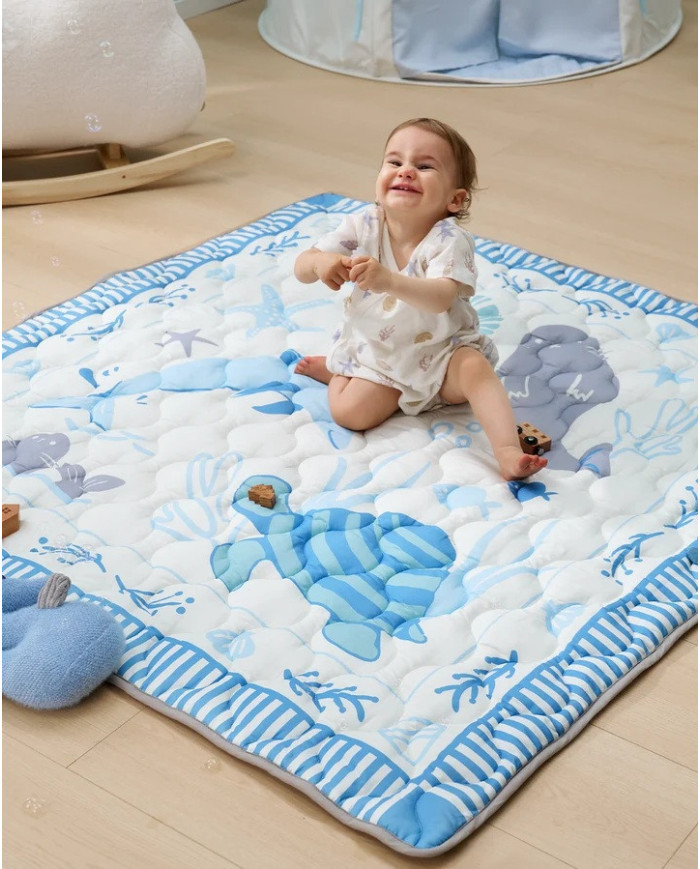 MOMCOZY kūdikių žaidimų kilimėlis „Blue Ocean“ 127x127 cm