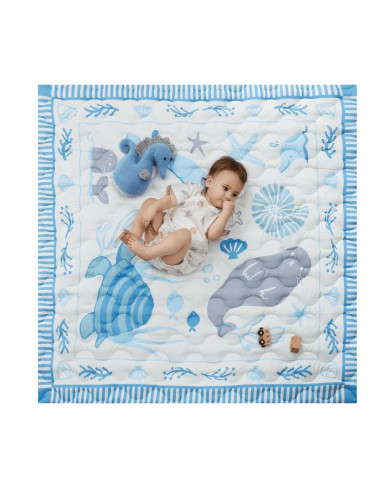 MOMCOZY kūdikių žaidimų kilimėlis „Blue Ocean“ 127x127 cm