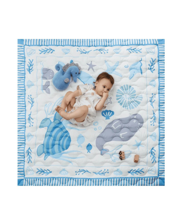 MOMCOZY kūdikių žaidimų kilimėlis „Blue Ocean“ 127x127 cm