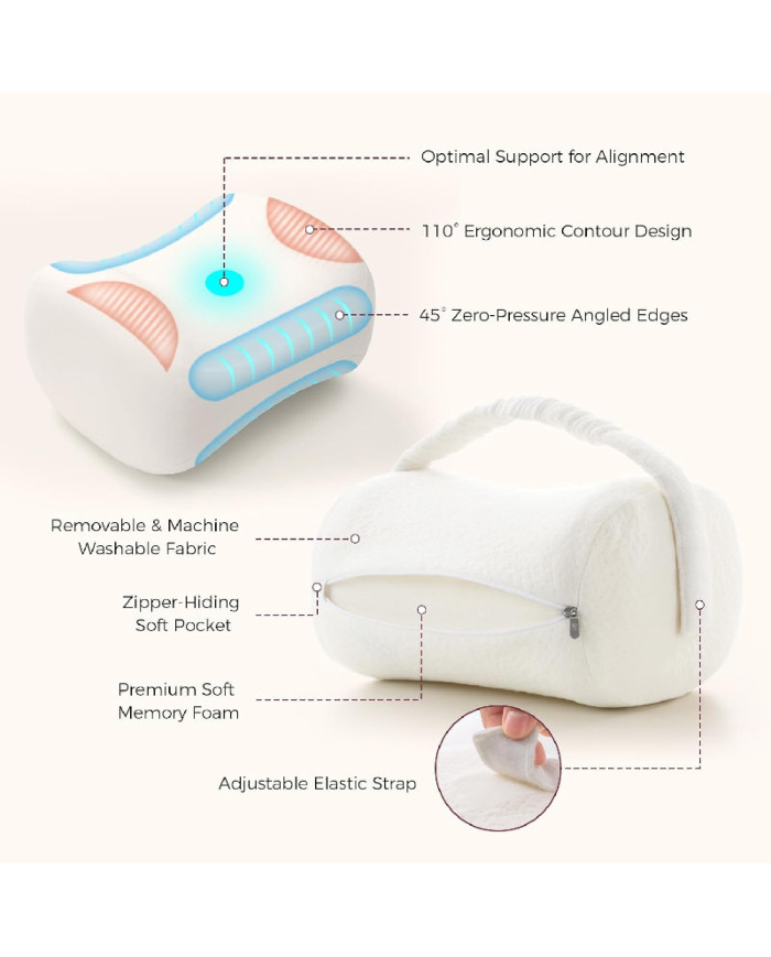 MOMCOZY ERGONOMINĖ KELIŲ PAGALVĖ MIEGOJIMUI ANT ŠONO, CREAM WHITE